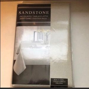 New Sandstone Jacquard 60”X104” Gray Oblong Cotton Blend Textured Tablecloth